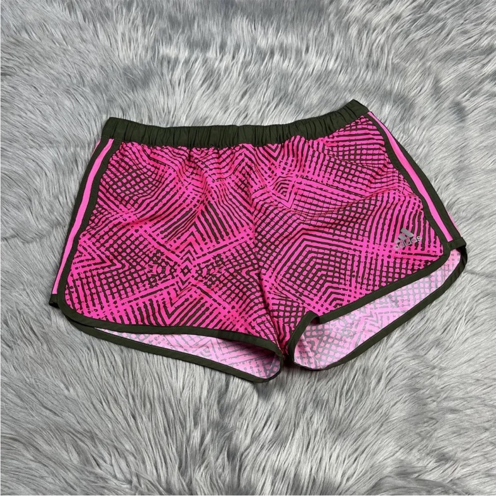 Adidas Pink Green Lined Active Running Shorts XS